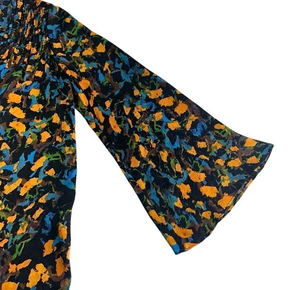 Corey Lynn Calter Dark Floral Silk Neck Tie Popover Career Blouse, Size 2 - Picture 9 of 9